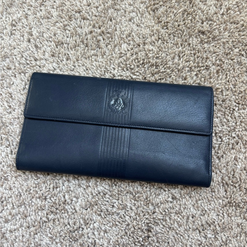 Alfred Sung Blue Leather Clutch